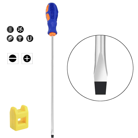 Plastic Handle Flat Head Slotted Screwdriver, Flat Blade Screwdriver, Magnetic Screwdriver with Rubber Handle  (300 mm)
