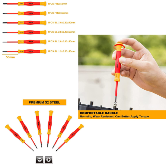 6 Pcs Insulated Precision Screwdriver set used for, PC repair, assembly and disassembly of hard drives from or other electronic equipment, video game consoles