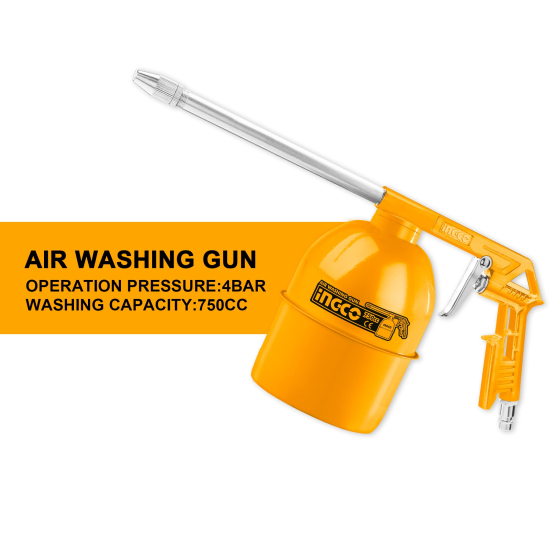 Air Washing Gun 215mm High-Pressure Wash Water with Interchangeable Steel Nozzle Tips 0.75L Tank Capacity for Efficient Cleaning  