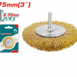 75mm Brass Wire Wheel Brush suitable for deburring, edge honing, descaling paint stripping with ¼ inch shank 