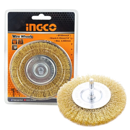 100mm Brass Wire Wheel Brush for Drill Rust Paint & Polishing ¼ inch shank 