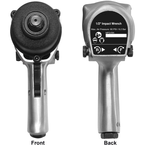 Twin Hammer Air Impact Wrench ½” 450 ft-lbs. 5-Speed with 3 Sockets (17, 19, 21)