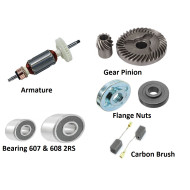 DW801# 4”Angle Grinder Spare Parts – Armature, Gear Pinion, Bearing, Carbon Brush & Flange Nut