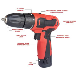 Cordless Rechargeable Drill Driver, 12V Single Battery Drilling Machine