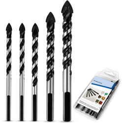 5Pcs (5mm, 6mm, 8mm, 10mm, 12mm) Wall Tile Drill, Hole Opener, Carbide Drill, Triangular Ceramic Drill, Hole Saw for Wall Mirror and Ceramic Tile on Concrete and Brick Wall