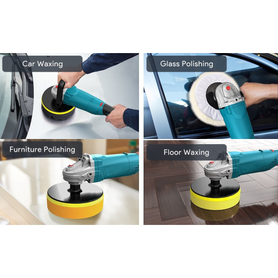 Electric Car Polisher with Rotary Foam Pad 2000 RPM with 180MM Detachable Handle Perfect for Boat, Car, Furniture Polishing and Waxing