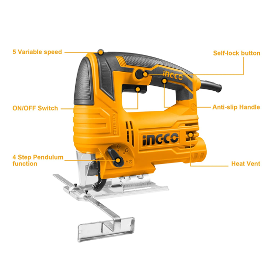 650W Variable Speed Jigsaw, Corded Jig Saw with 4 Step Pendulum Function Electric Jigsaw With Guide Scale, 3000rpm, Wood 100mm, Steel 10mm for wood and metal cutting