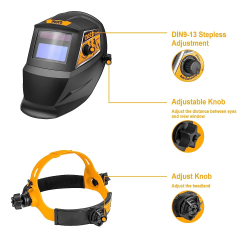 Auto-Darkening Welding Helmet, 92×42mm Large Viewing Welding Hood, Battery Powered | 2 Arc Sensor Wide Adjustable Mask for TIG MIG/MAG MMA Plasma
