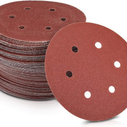6-Inch Round Sanding Discs – 120 Grit, 50 Pcs | Hook & Loop Backed Sandpaper | Orbital Sander Compatible | Aluminium Oxide | 6-Hole Design for Wood, Metal, Paint & Varnish