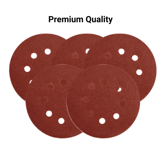 6-Inch Round Sanding Discs – 120 Grit, 50 Pcs | Hook & Loop Backed Sandpaper | Orbital Sander Compatible | Aluminium Oxide | 6-Hole Design for Wood, Metal, Paint & Varnish