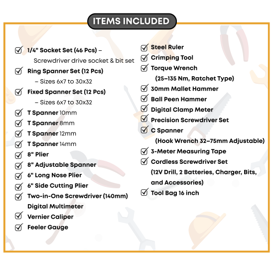 Versatile Tool Kit: Ideal for Machine Shop, Garage, and Maintenance Kit of 26 Professional Industrial Tools – With Socket Set, Spanners, Pliers, Multimeter, Torque Wrench, Cordless Screwdriver & More Versatile Tool Kit: Ideal for Machine Shop, Garage, and Maintenance Kit of 26 Professional Industrial Tools – With Socket Set, Spanners, Pliers, Multimeter, Torque Wrench, Cordless Screwdriver & More