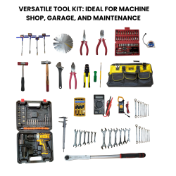 Versatile Tool Kit: Ideal for Machine Shop, Garage, and Maintenance Kit of 26 Professional Industrial Tools – With Socket Set, Spanners, Pliers, Multimeter, Torque Wrench, Cordless Screwdriver & More
