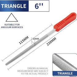 Taper File 6-inch Triangle File Plastic Handle Hand Tools for Grinding on Glass, Stone, Marble, Rock, Bone,120 Grit