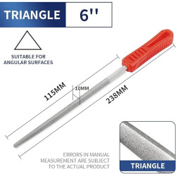 Taper File 6-inch Triangle File Plastic Handle Hand Tools for Grinding on Glass, Stone, Marble, Rock, Bone,120 Grit