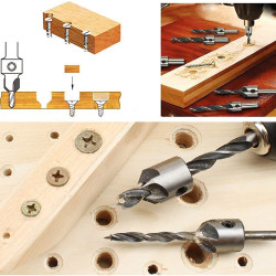 Countersink Drill Bits, 7pcs Woodworking Chamfer Countersink Drill Bits Set, for Woodworking 3 4 5 6 7 8 10mm with Hex Key