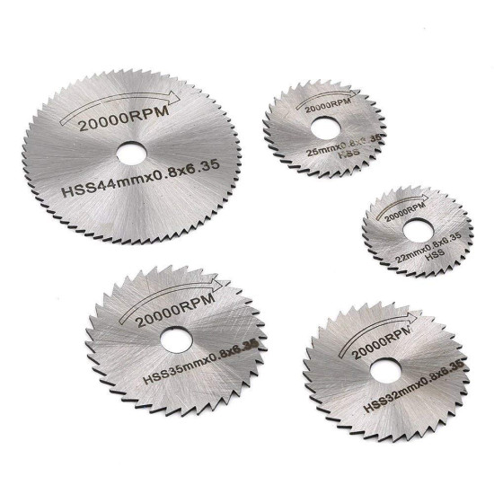 HSS Steel Circular Saw Blade Set for Metal Rotary Tools, 6 Pieces