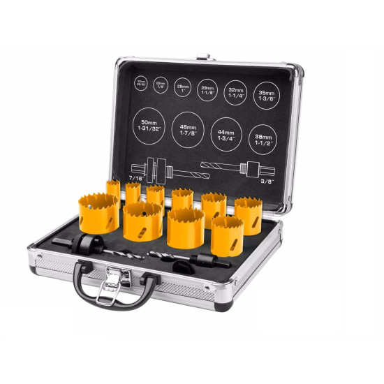 Hole Saw Kit 12 Pcs Bi-Metal Hole Saw Set HSS 20mm – 50mm Hole Saw Set Drill Cutter Tool with Carrying Case for Metal Steel Wood PVC Plastic
