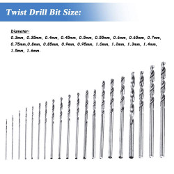 20Pcs 0.3-1.6mm Shank Mini Micro Drill Bit Set Twist Drill DIY Kit Rotary Hand Tools