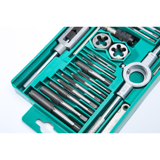 40pcs Metric Tap and Die Set Thread Tool M3 to M12 Metric Wrench Die Holder Screwdriver with Storage case